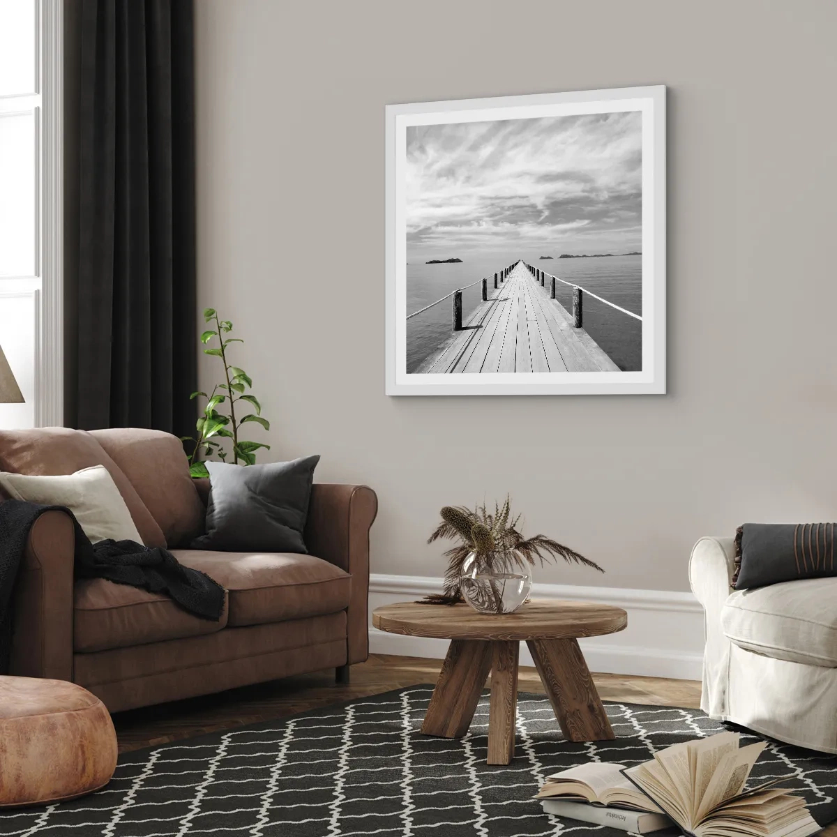 Affisch i vit ram - Kanske en resa... - 60x60 cm