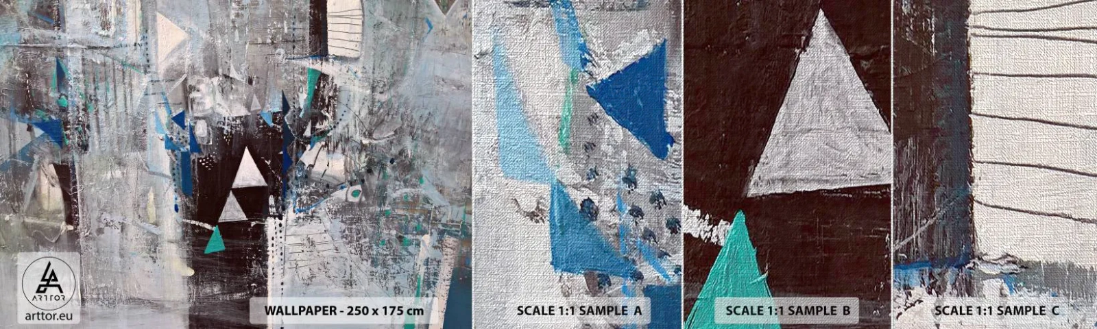 Provbit av fototapet Premium Canvas - Trianglarnas överordnade ordning - Abstraktion, Bit, Modernt mönster - 100x30 cm