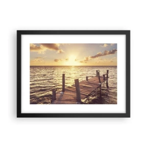 Affisch i svart ram - Gyllene mildhetslandskap - 40x30 cm