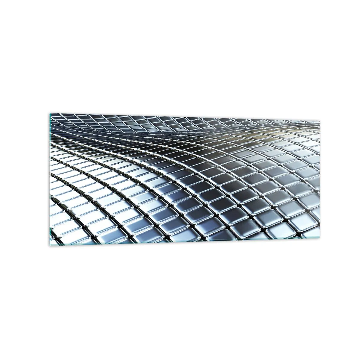 Glastavla - Bild på glas - Metallisk silver våg - 120x50 cm