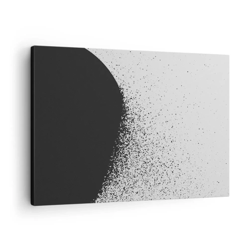 Canvastavla - Bild på duk - Abstrakt mönster med svarta partiklar på en ljus bakgrund - 70x50cm - Partiklarnas rörelse - Modern väggdekoration för vardagsrum och sovrum ARTTOR