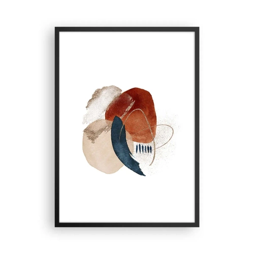 Affisch i svart ram - Abstrakt oval komposition i varma färger - 50x70cm - Oval komposition - Modern väggdekoration för vardagsrum och sovrum ARTTOR