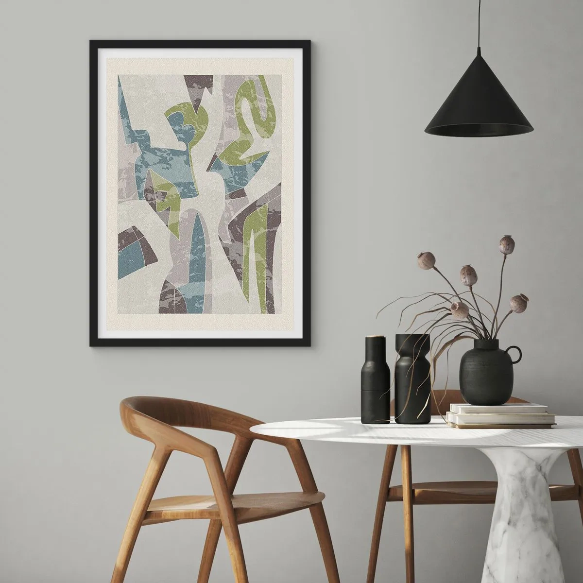 Affisch i svart ram - Komposition bakom glas - 40x50 cm
