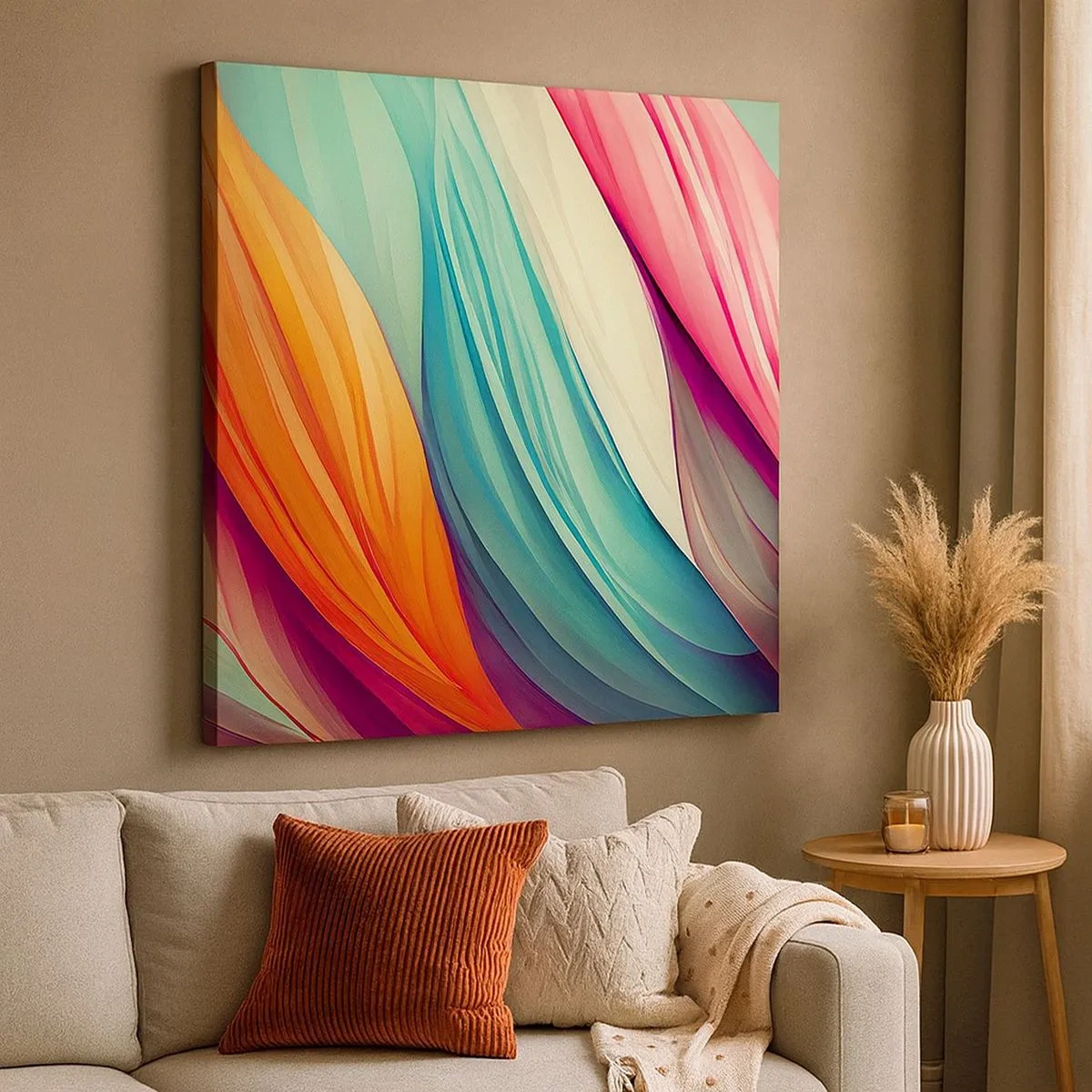 Canvastavla - Bild på duk - Regnbågsväv - 30x30 cm