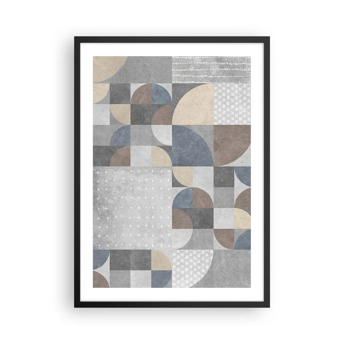 Affisch i svart ram - Geometriskt mönster i nyanser av grått och blått - 50x70cm - Keramisk fantasi - Modern väggdekoration för vardagsrum och sovrum ARTTOR