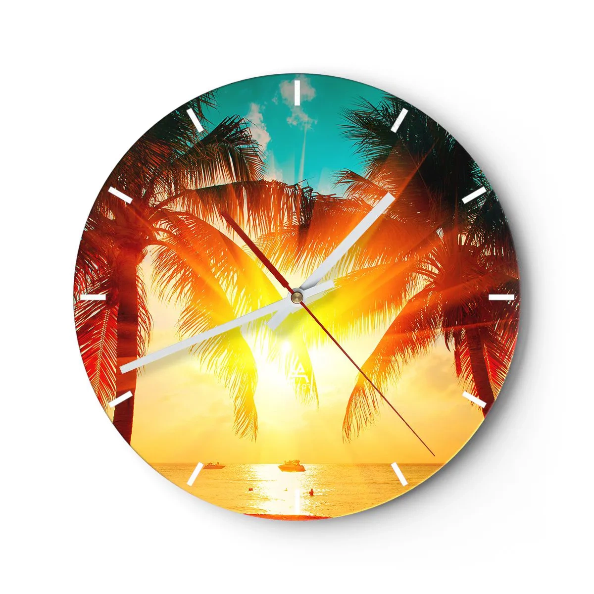 Väggklocka - Klocka på glas - Exotisk par - 40x40 cm