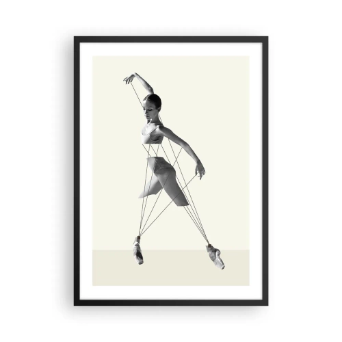 Affisch i svart ram - En ballerina i en konstnärlig komposition med geometriska linjer - 50x70cm - I världens teater - Modern väggdekoration för vardagsrum och sovrum ARTTOR