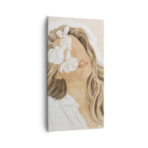Canvastavla - Bild på duk - Bland blommorna i jubel - 55x100 cm