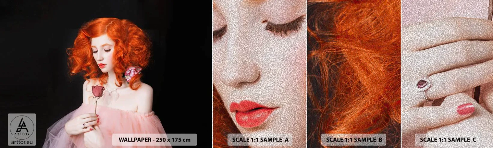 Provbit av fototapet Premium Sand - I Barockstil - Kvinna, Modell, Reste sig - 100x30 cm