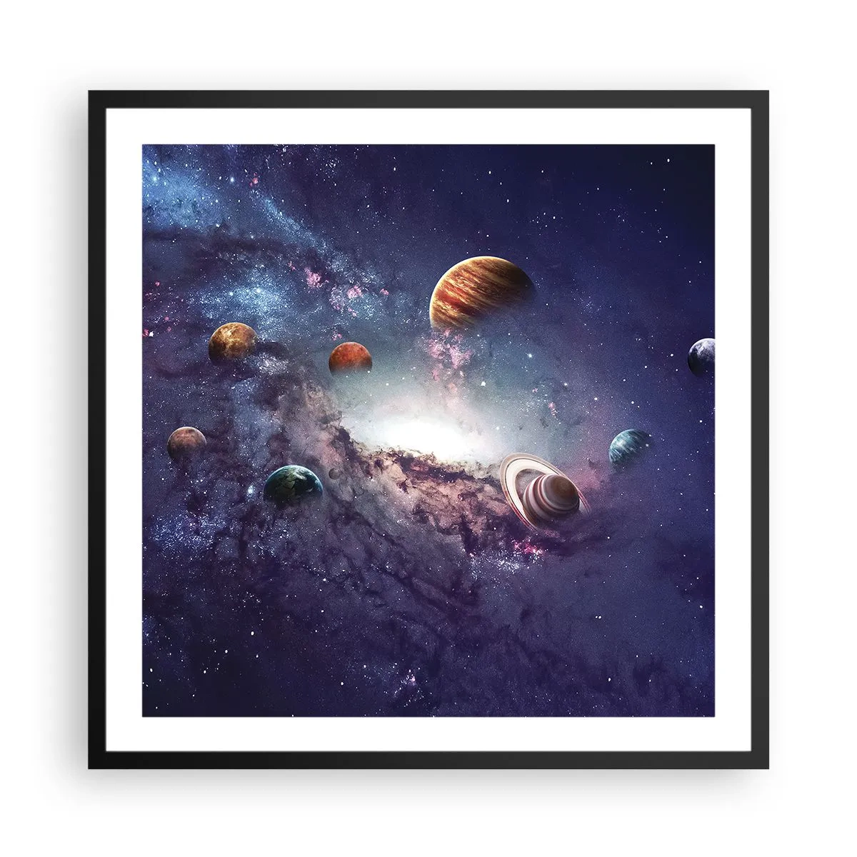 Affisch i svart ram - Sol- och danssystem - 60x60 cm