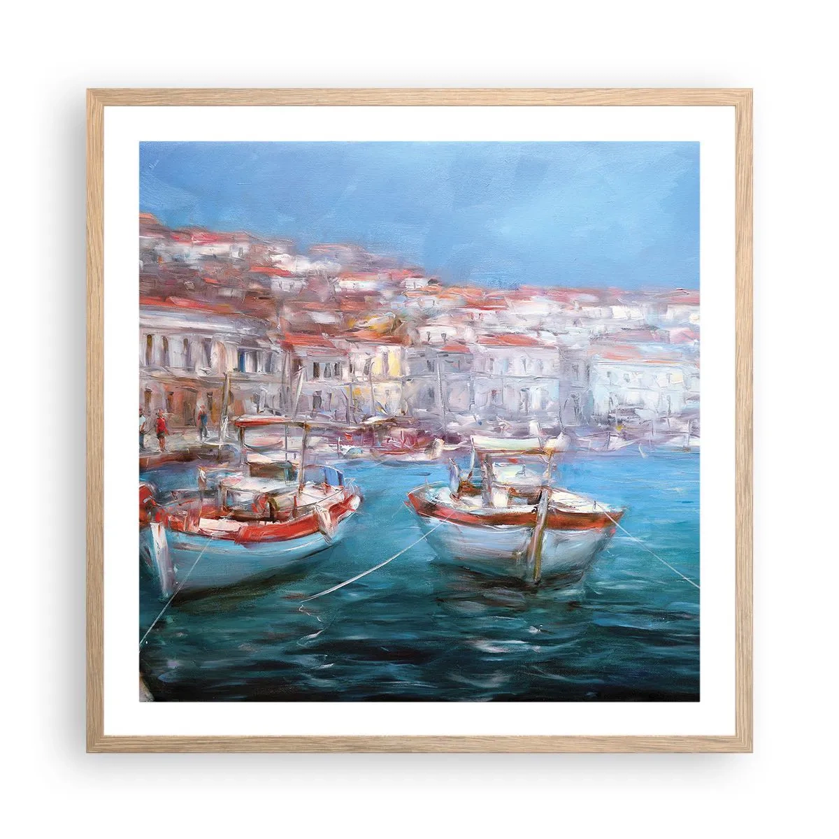 Affisch i ram av ljusek - Italiensk vik - 60x60 cm