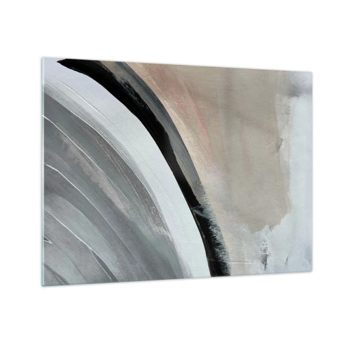 Glastavla - Bild på glas - Abstrakt båge i nyanser av grått och svart - 70x50cm - Komposition: en båge av svart och grått - Modern väggdekoration för vardagsrum och sovrum ARTTOR