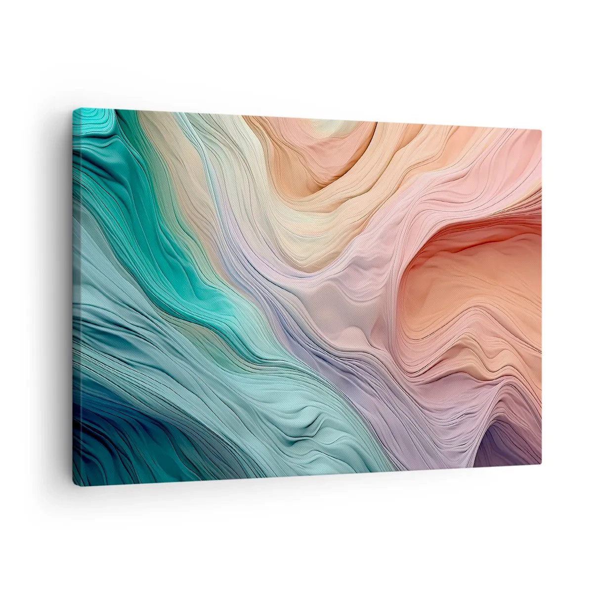 Canvastavla - Bild på duk - Abstrakta vågor i pastell- och regnbågsfärger - 70x50cm - Regnbågsvåg - Modern väggdekoration för vardagsrum och sovrum ARTTOR