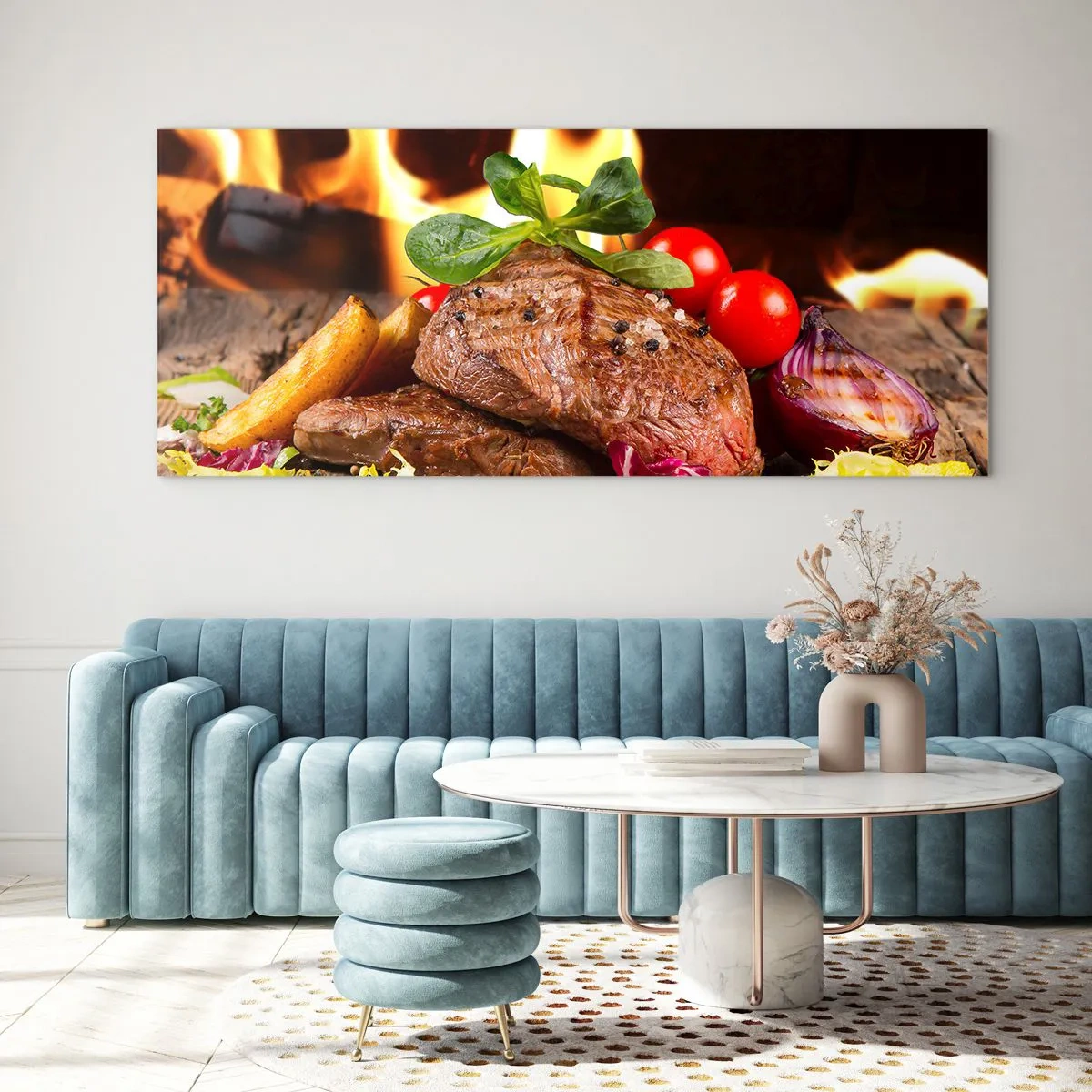 Glastavla - Bild på glas - Framtrollad med glöd - 100x40 cm
