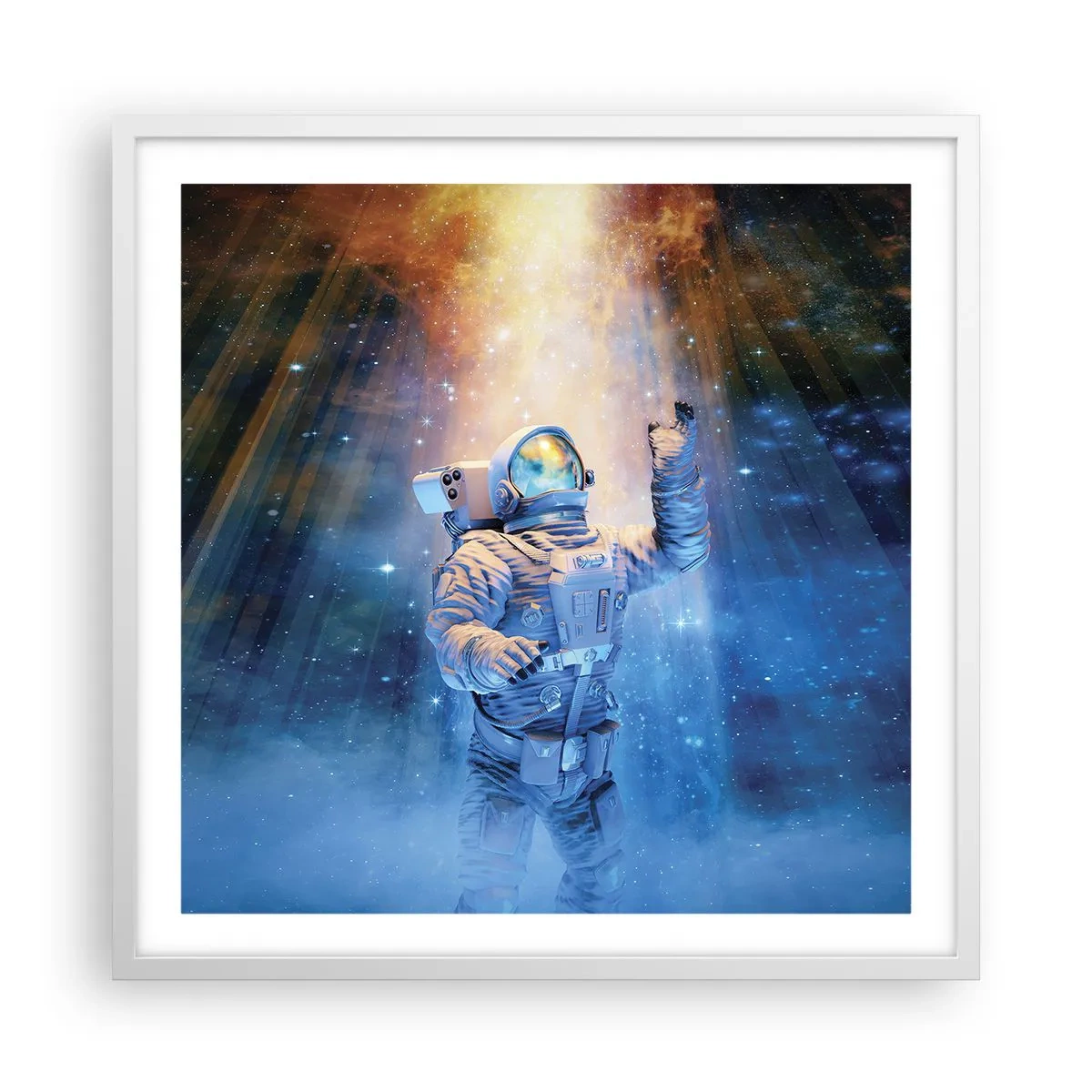 Affisch i vit ram - Äntligen i målet - 60x60 cm