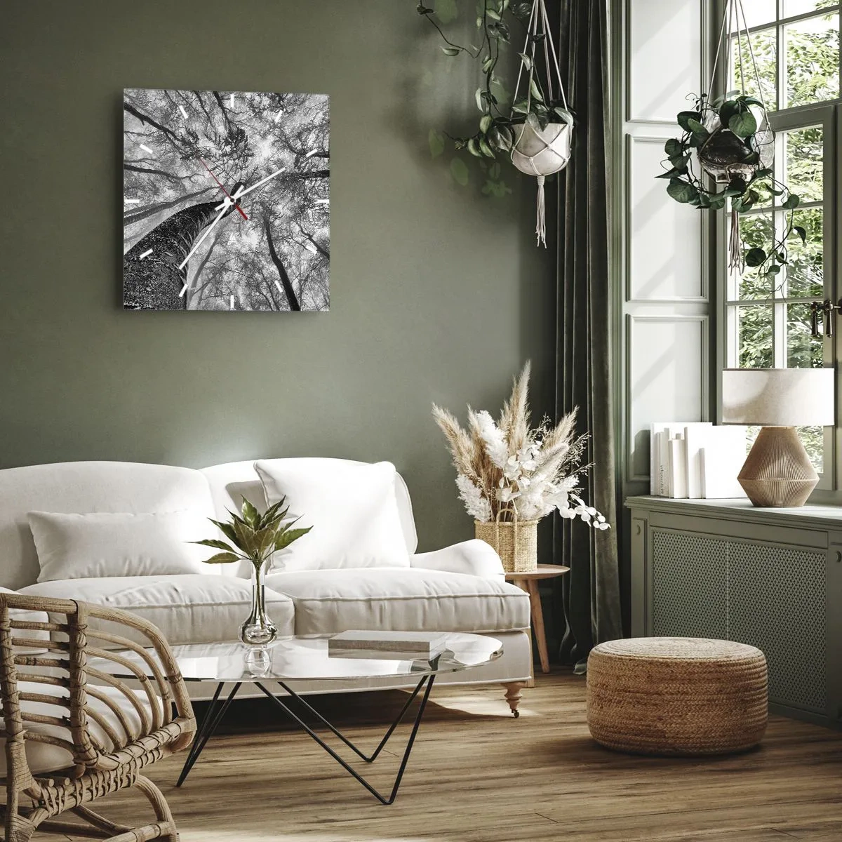 Väggklocka - Klocka på glas - Kapplöpning mot ljuset - 30x30 cm