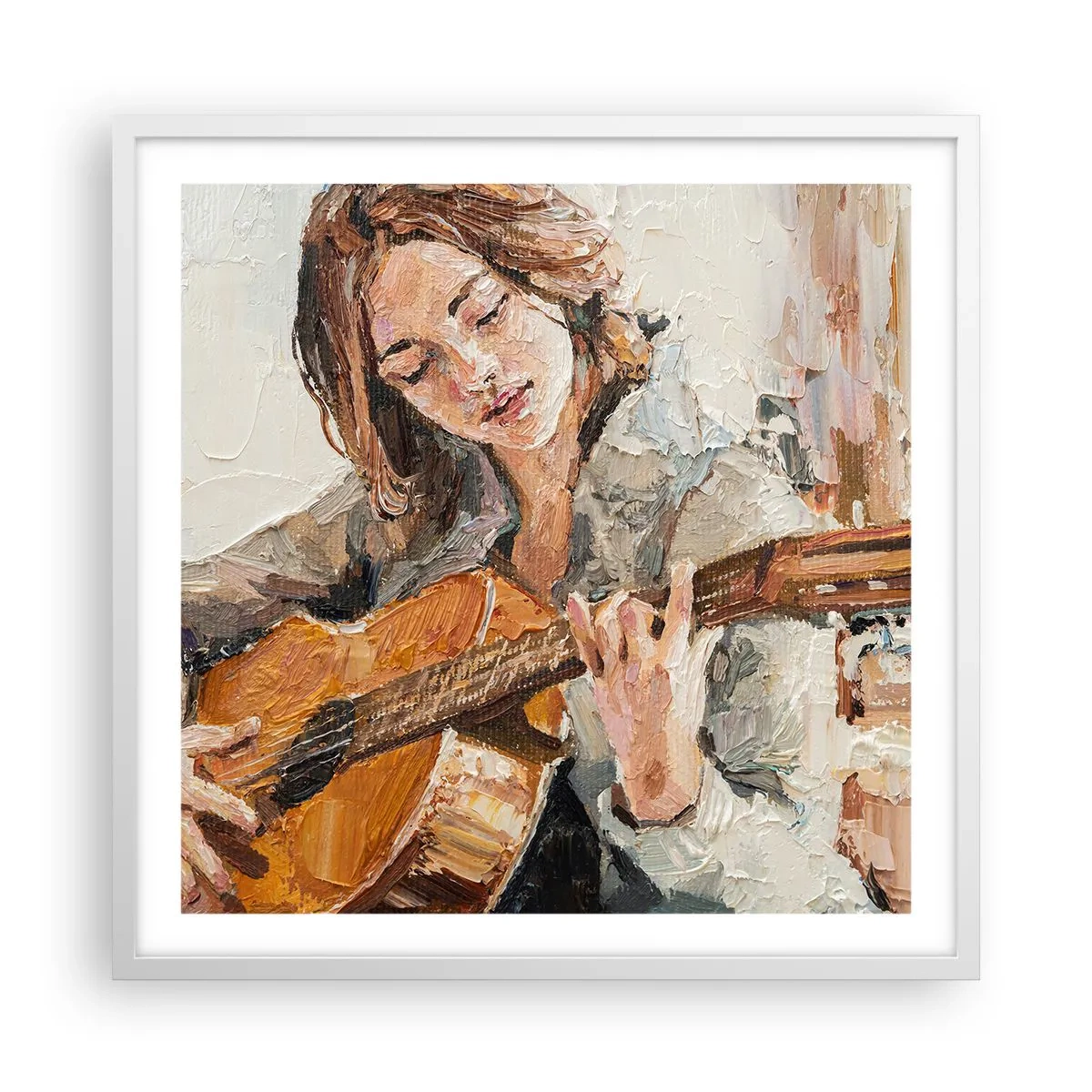 Affisch i vit ram - Konsert för gitarr och en flickas hjärta - 60x60 cm