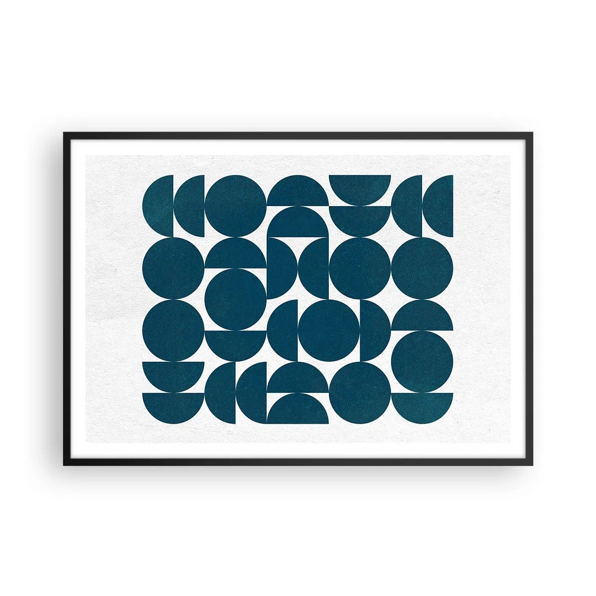 Affisch i svart ram - Cirklar och halvcirklar - 100x70 cm