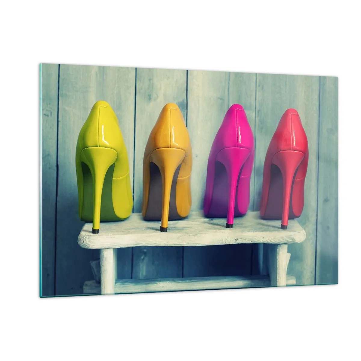 Glastavla - Bild på glas - En promenad på regnbågen - 120x80 cm