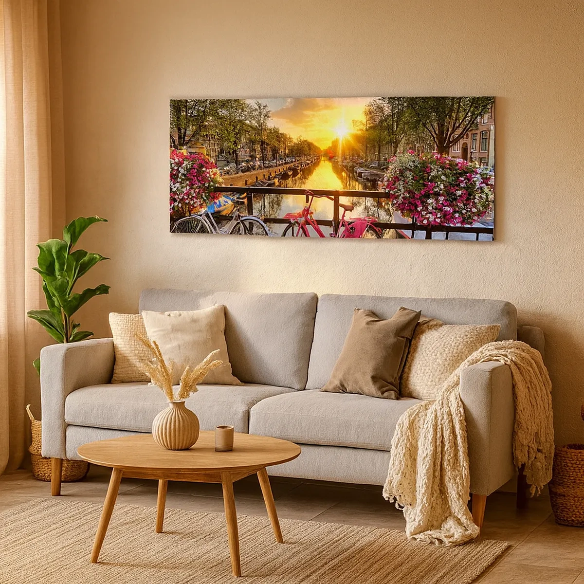 Canvastavla - Bild på duk - Vårmorgon i Amsterdam - 30x30 cm