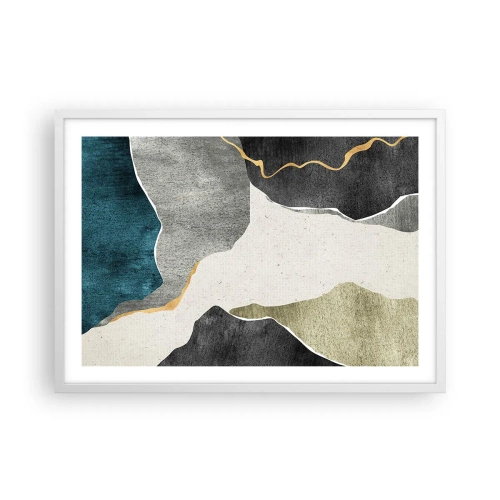 Affisch i vit ram - Mosaikkomposition med en guldtråd - 70x50 cm