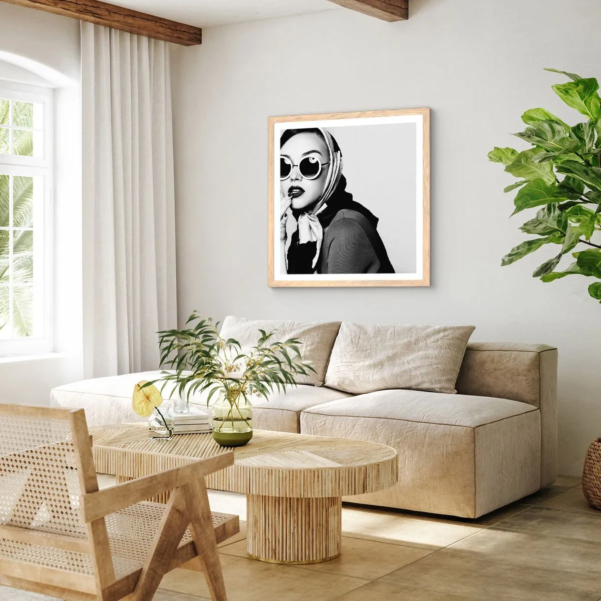 Affisch i ram av ljusek - Hälsningar från 60-talet - 50x50 cm