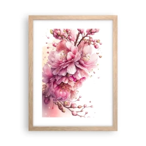 Affisch i ram av ljusek - Blommande körsbärsblomma - 30x40 cm