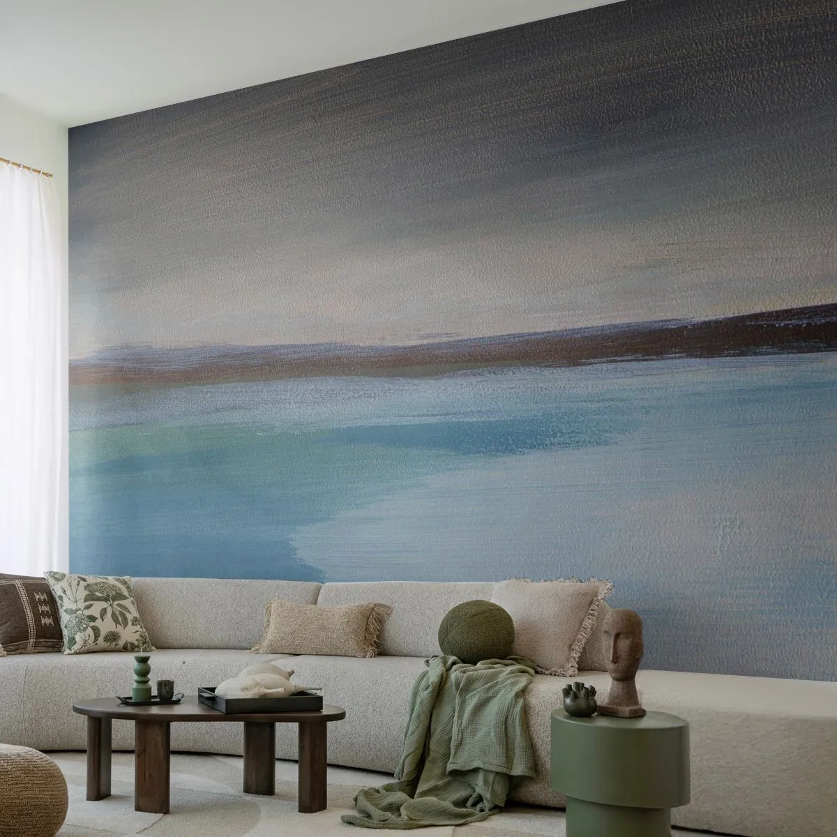 Fototapet Premium Sand - Horisontellt landskap - Hav, Bit, Strand - 300x210 cm