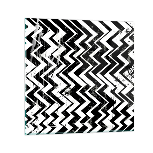 Glastavla - Bild på glas - Zick-vitt, zack-svart - 30x30 cm