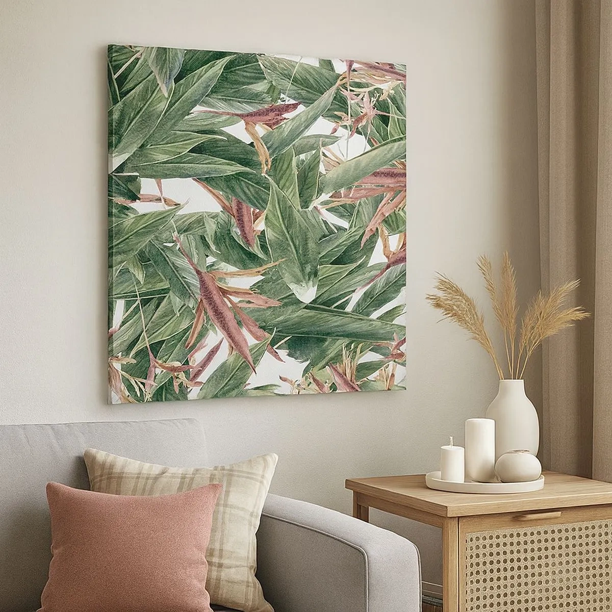 Canvastavla - Bild på duk - Smaragd-lila växter - 30x30 cm