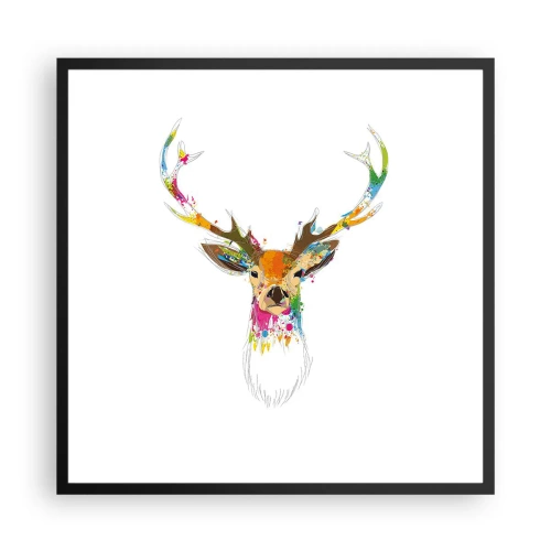 Affisch i svart ram - Hjort badar i färg - 60x60 cm