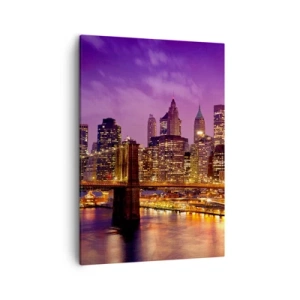 Canvastavla - Bild på duk - Manhattan i violett och guld - 50x70 cm