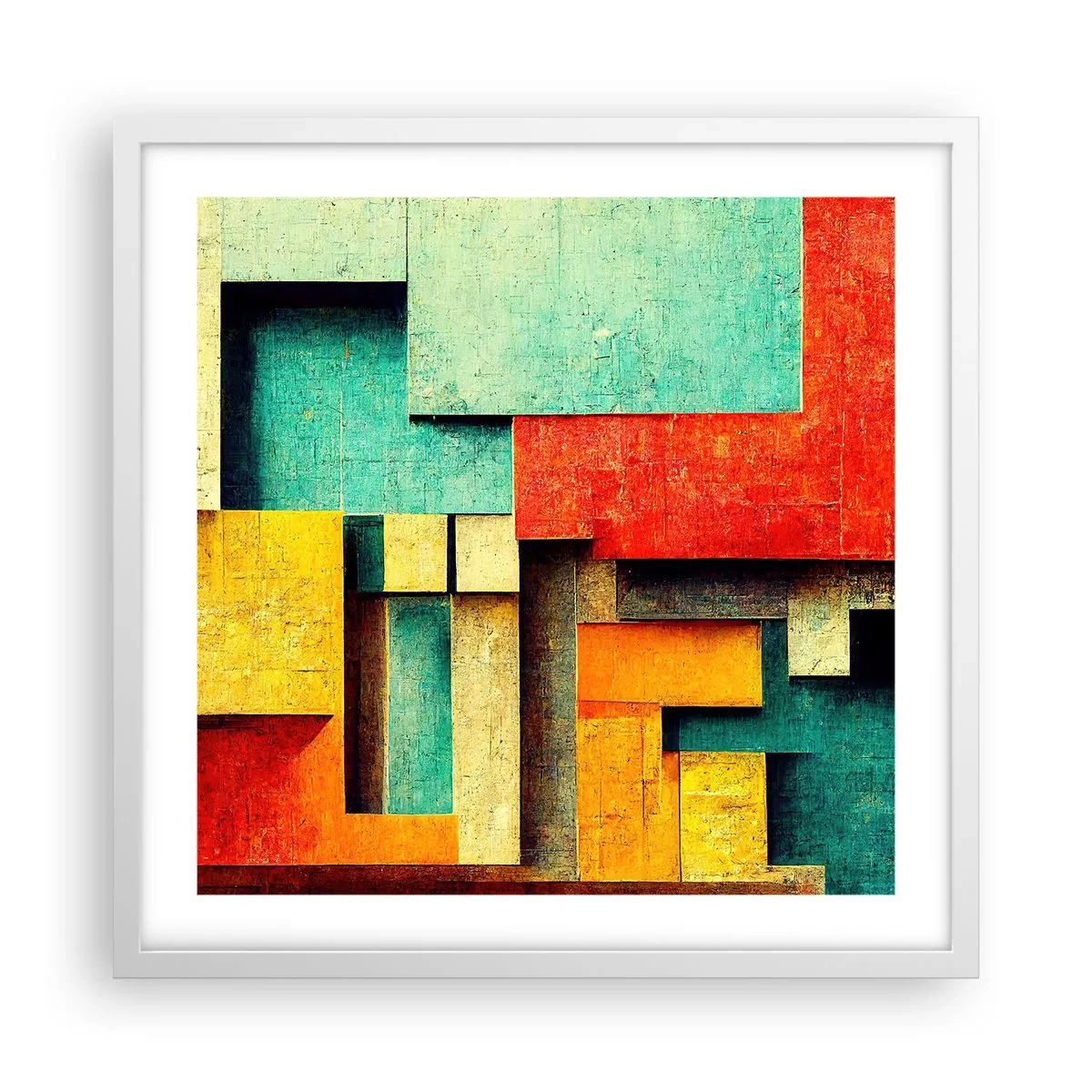 Affisch i vit ram - Festival av räta vinklar - 50x50 cm
