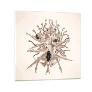 Glastavla - Bild på glas - Blommar i dansen - 70x70 cm