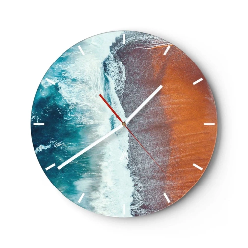 Väggklocka - Klocka på glas - En touch av havet - 40x40 cm