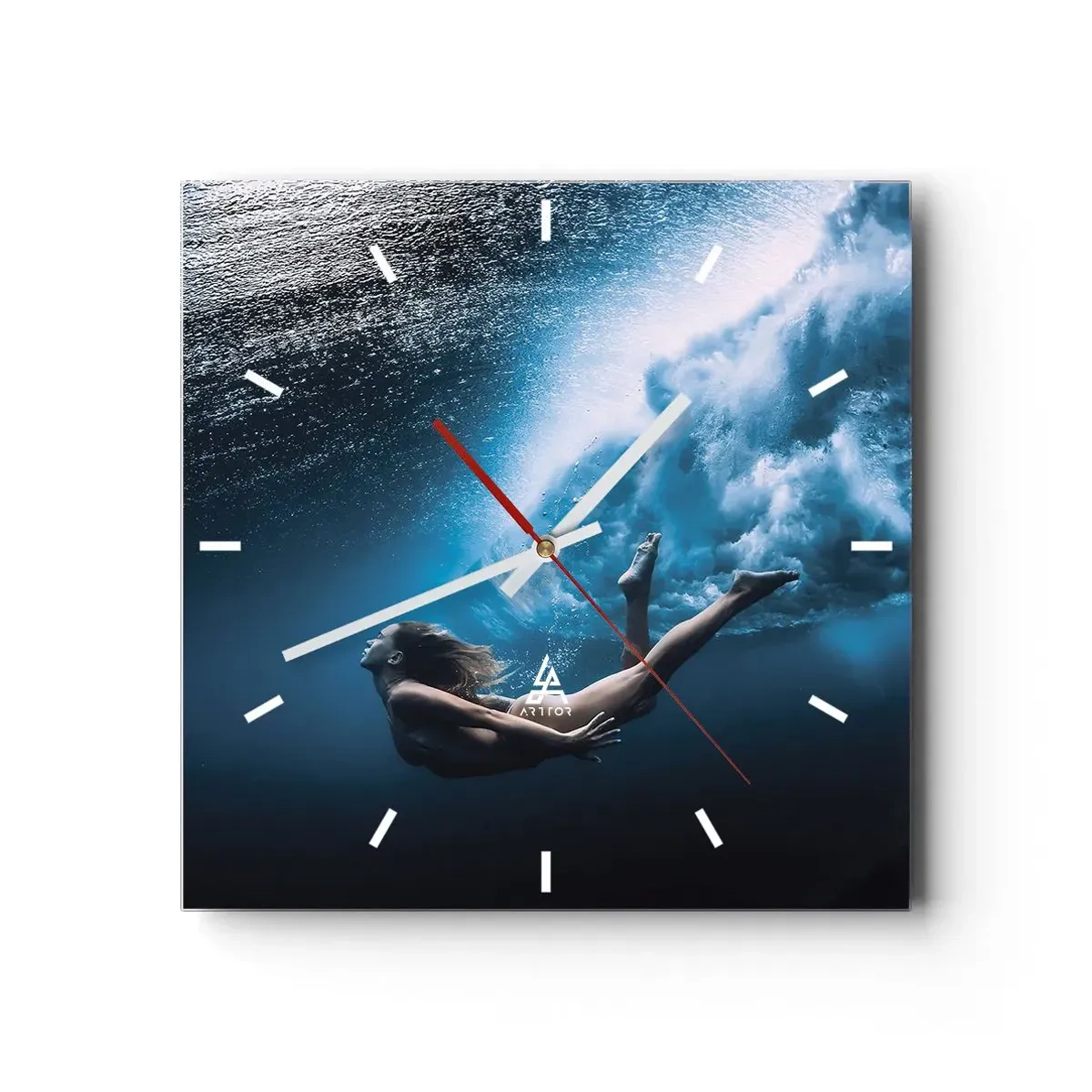 Väggklocka - Klocka på glas - Modern sjöjungfru - 40x40 cm