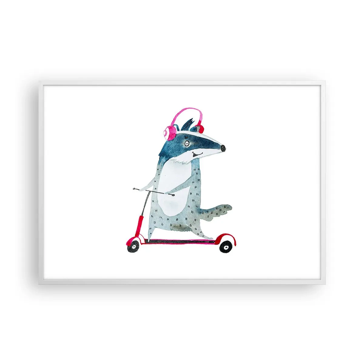 Affisch i vit ram - Grävlingens glädje - 100x70 cm