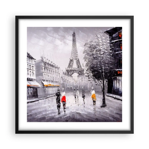 Affisch i svart ram - Promenad i Paris - 50x50 cm