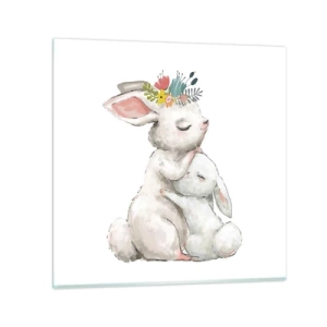 Glastavla - Bild på glas - Alltid bäst hos mamma - 50x50 cm