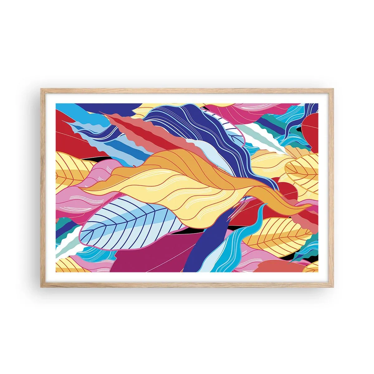 Affisch i ram av ljusek - Färgglad röra - 91x61 cm
