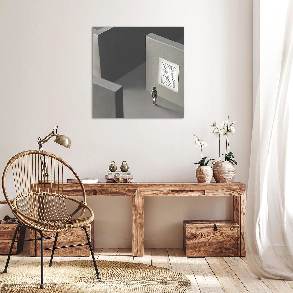 Canvastavla - Bild på duk - Men var är jag? - 40x40 cm