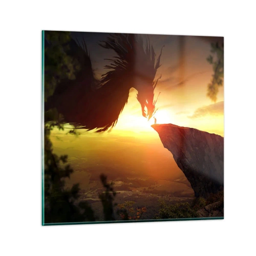 Glastavla - Bild på glas - Drakens tämjare - 30x30 cm