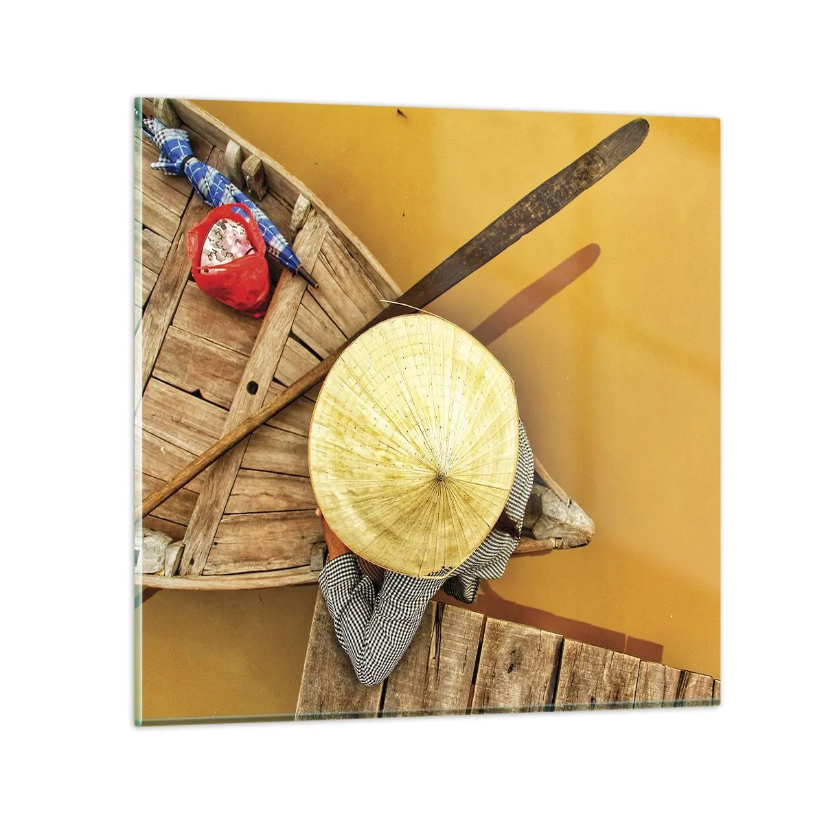 Glastavla - Bild på glas - Liv på den gula floden - 50x50 cm