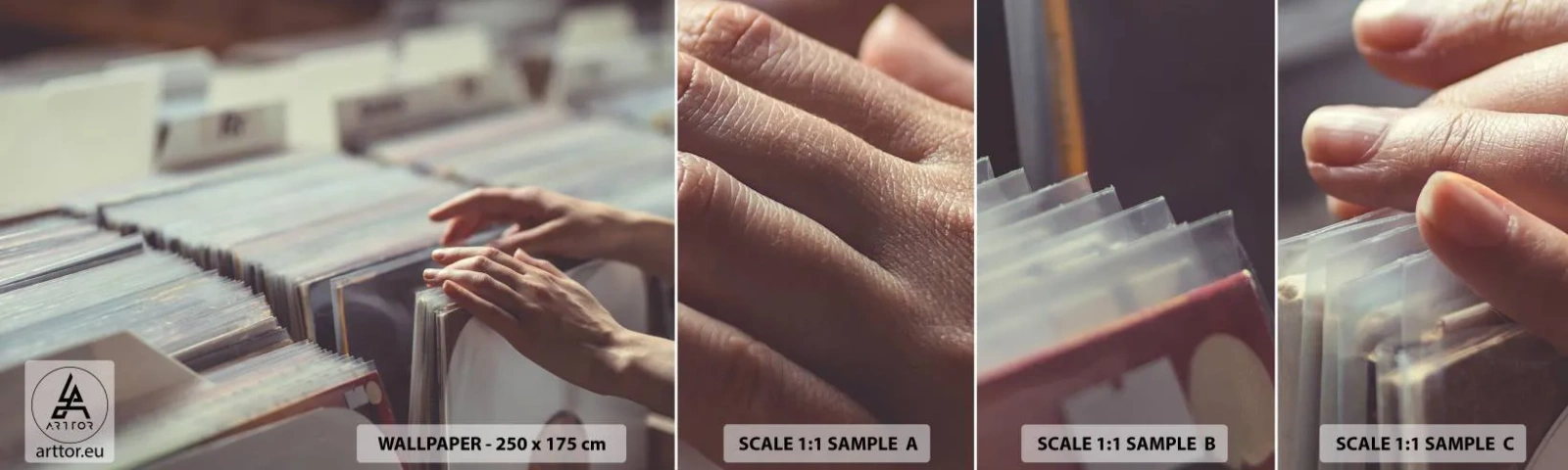 Fototapet Prov Standard Eco - I jakten efter känslor - Vinyl, musik, Musikaffär - 100x30 cm