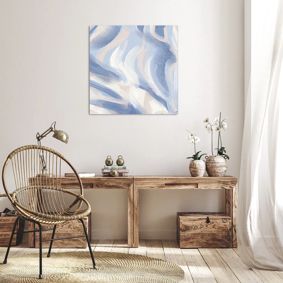 Canvastavla - Bild på duk - Blå krusningar - 30x30 cm