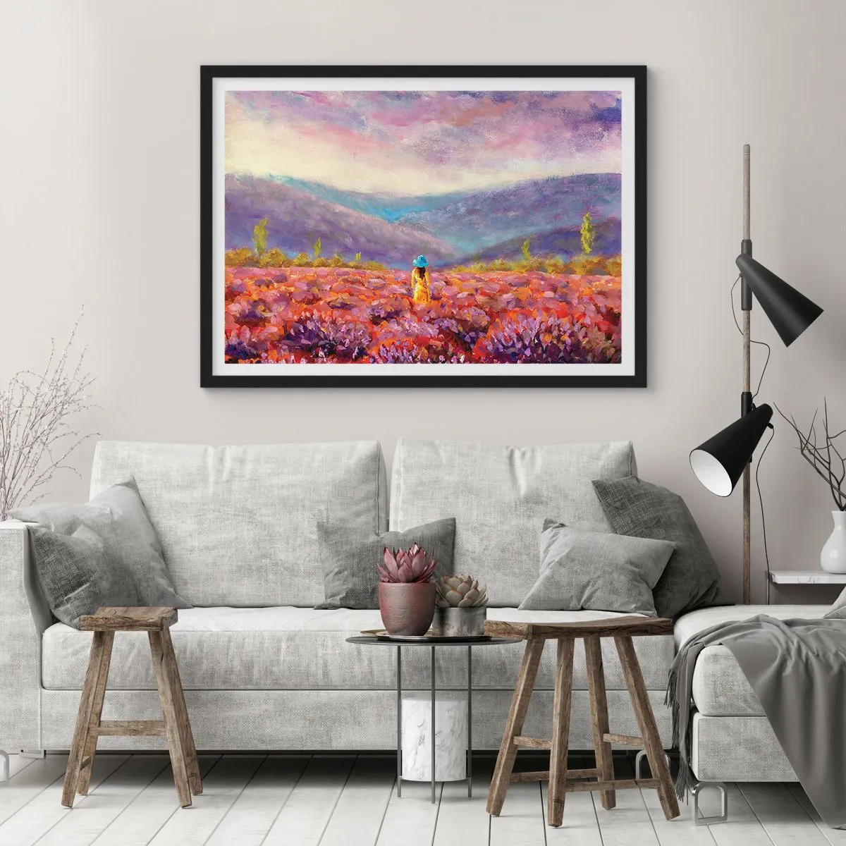 Affisch i svart ram - I lavendelsvärld - 70x50 cm