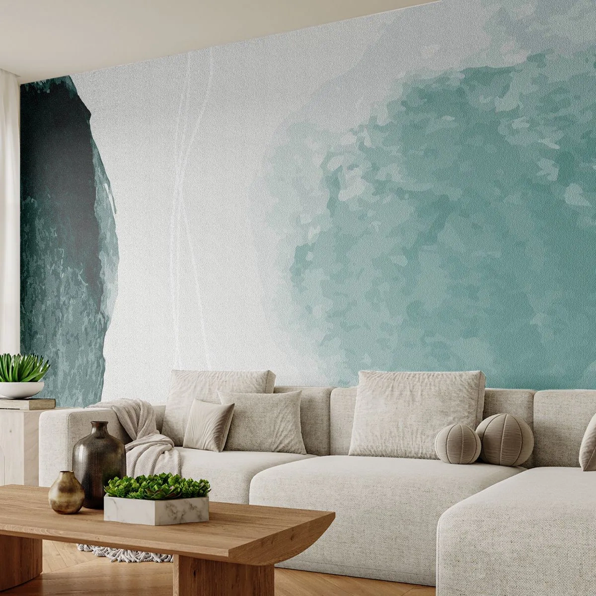 Fototapet Premium Sand - Ett möte med dimma - Modern, Minimalistisk, Abstraktion - 200x140 cm