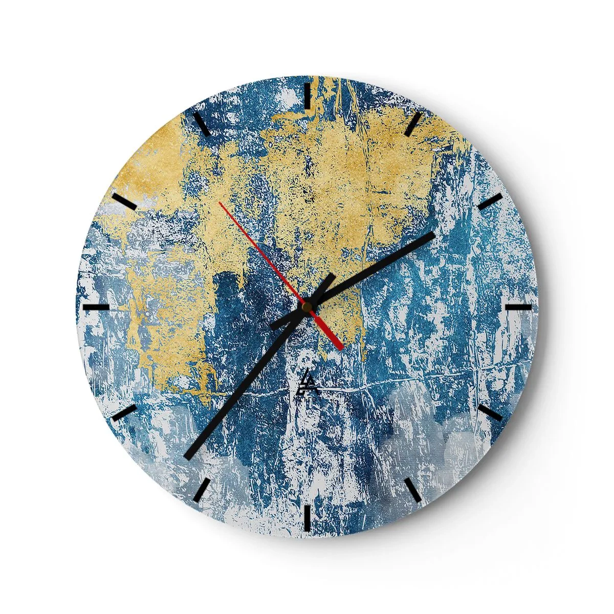 Väggklocka - Klocka på glas - En väderfylld abstraktion - 40x40 cm