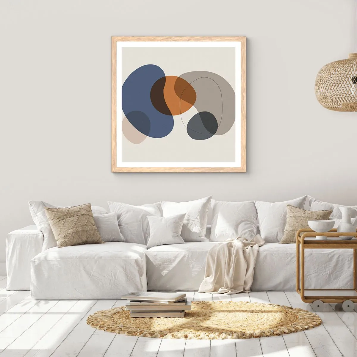 Affisch i ram av ljusek - Färgernas droppar - 60x60 cm