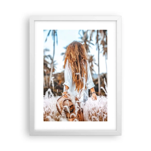 Affisch i vit ram - Född ur gräsdun - 30x40 cm